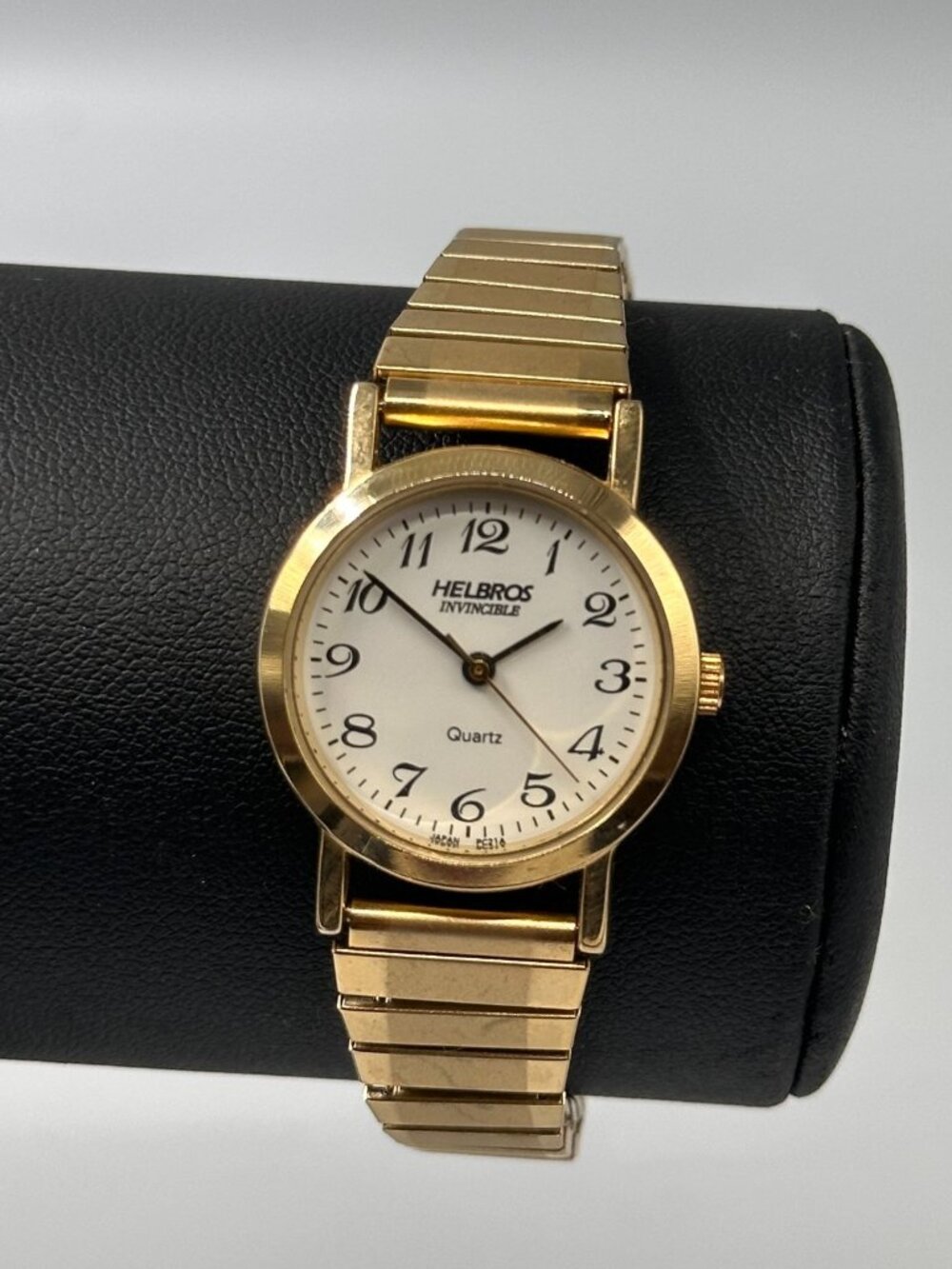 Helbros Invincible Watch Women Gold Tone Stretch Band New Battery 6"